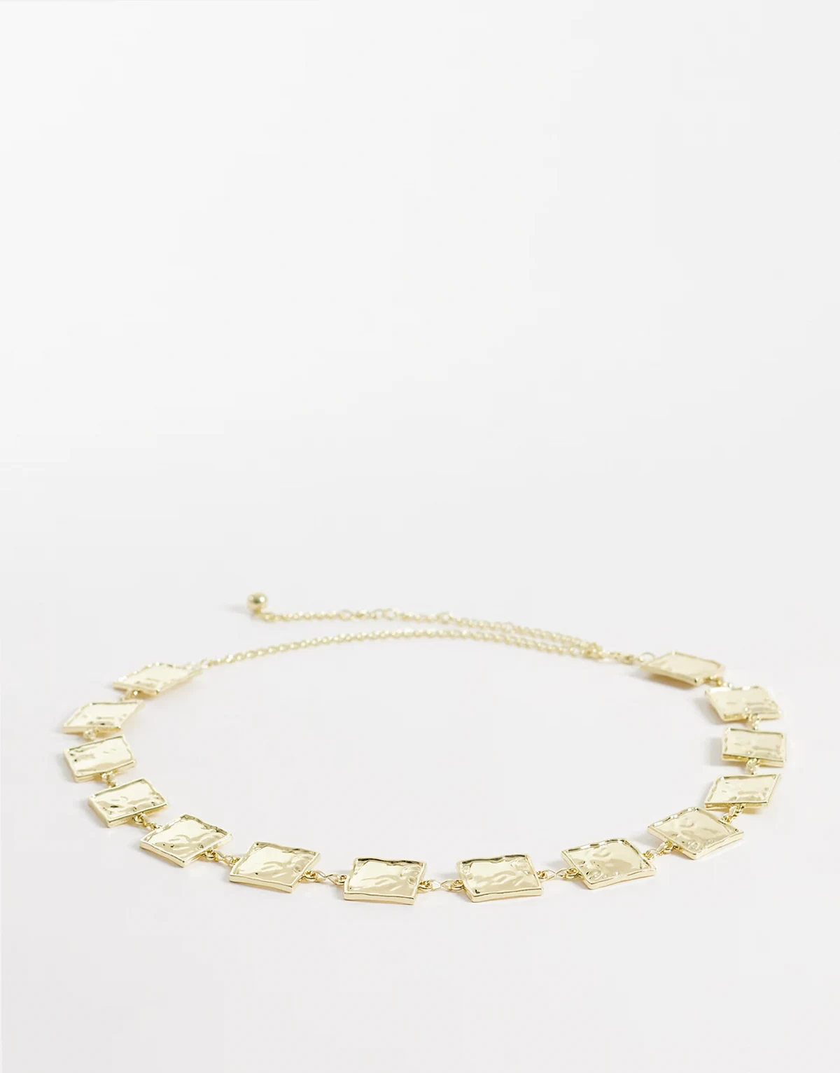 hammered square chain belt in gold