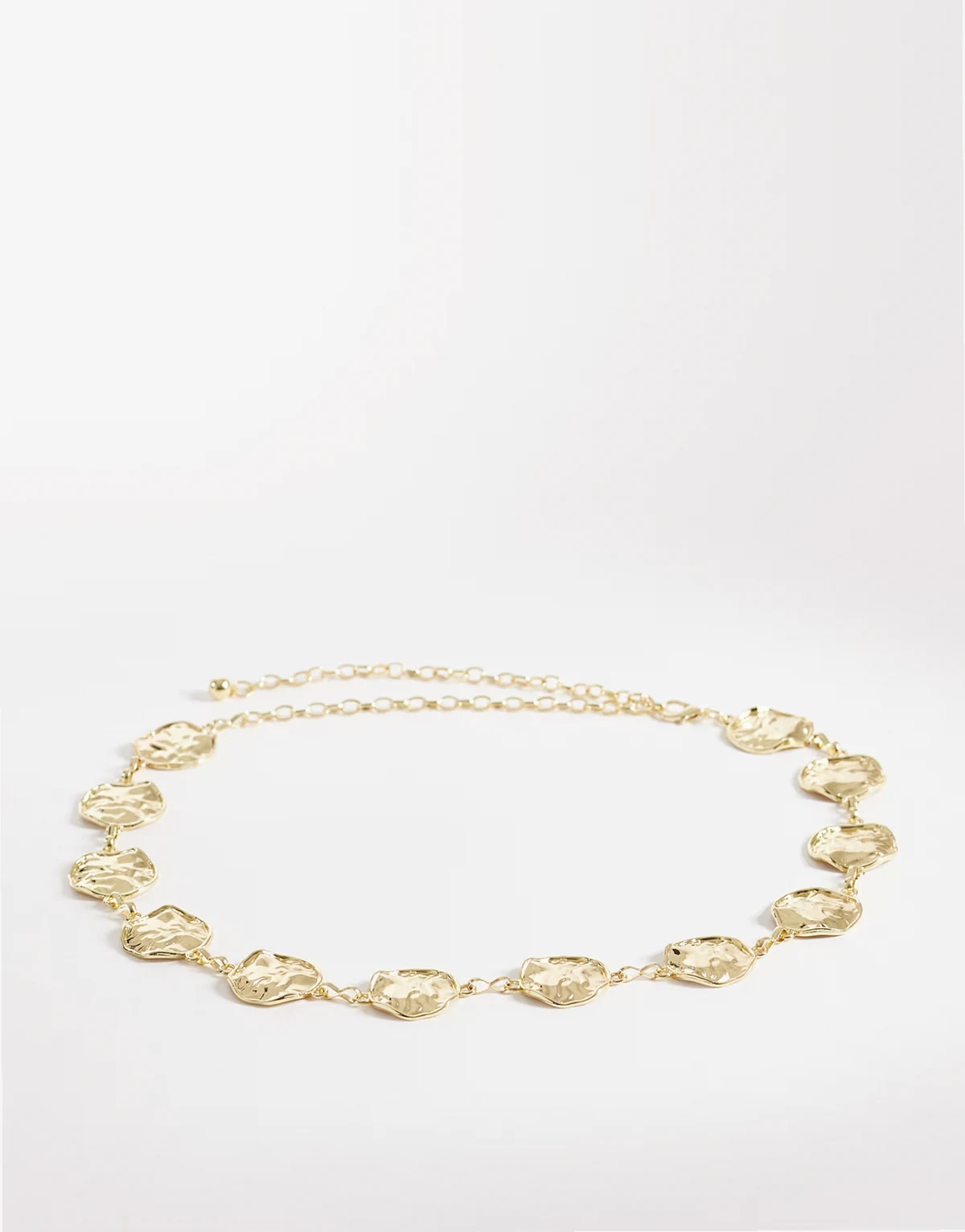 round hammered belt in gold