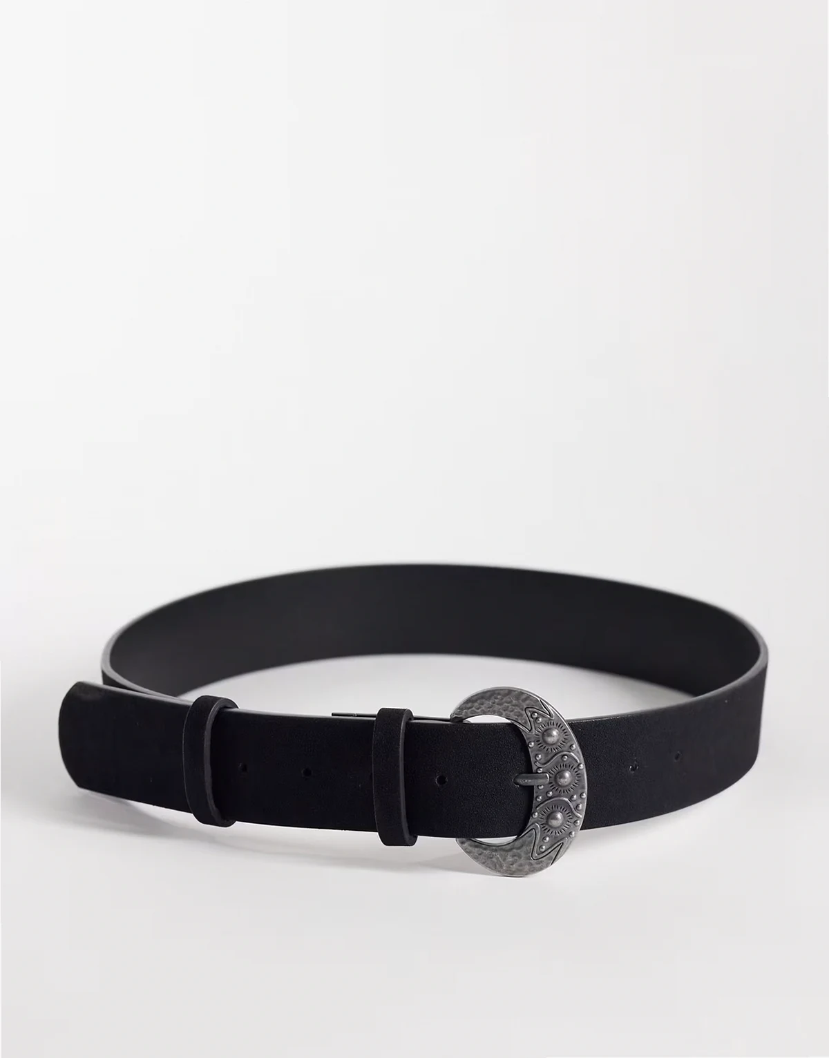 faux suede western belt in black