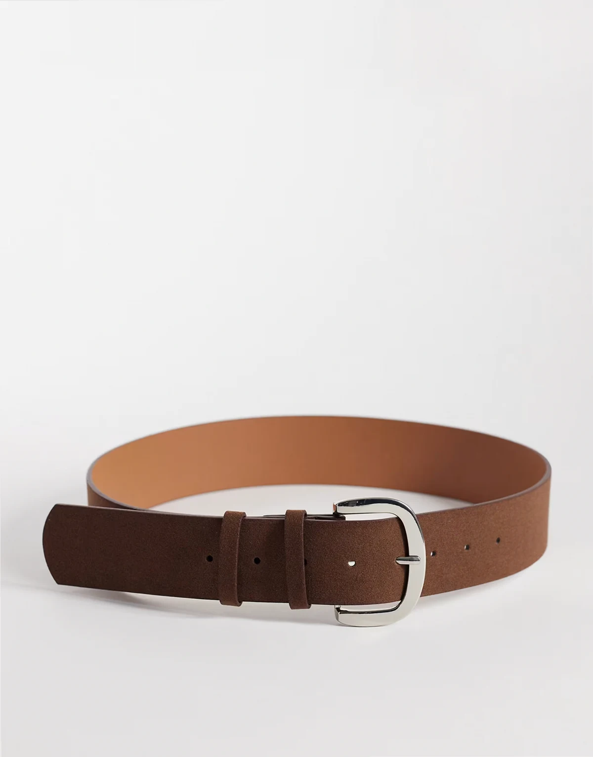 wide minimal buckle belt in brown