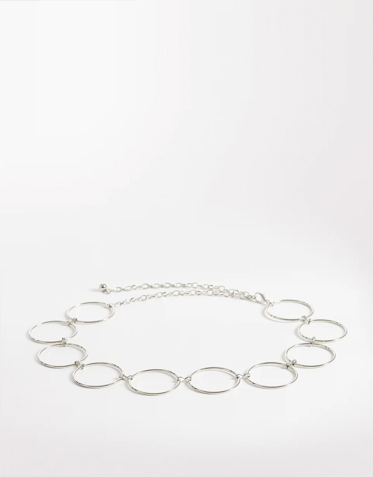 large rings chain belt in silver