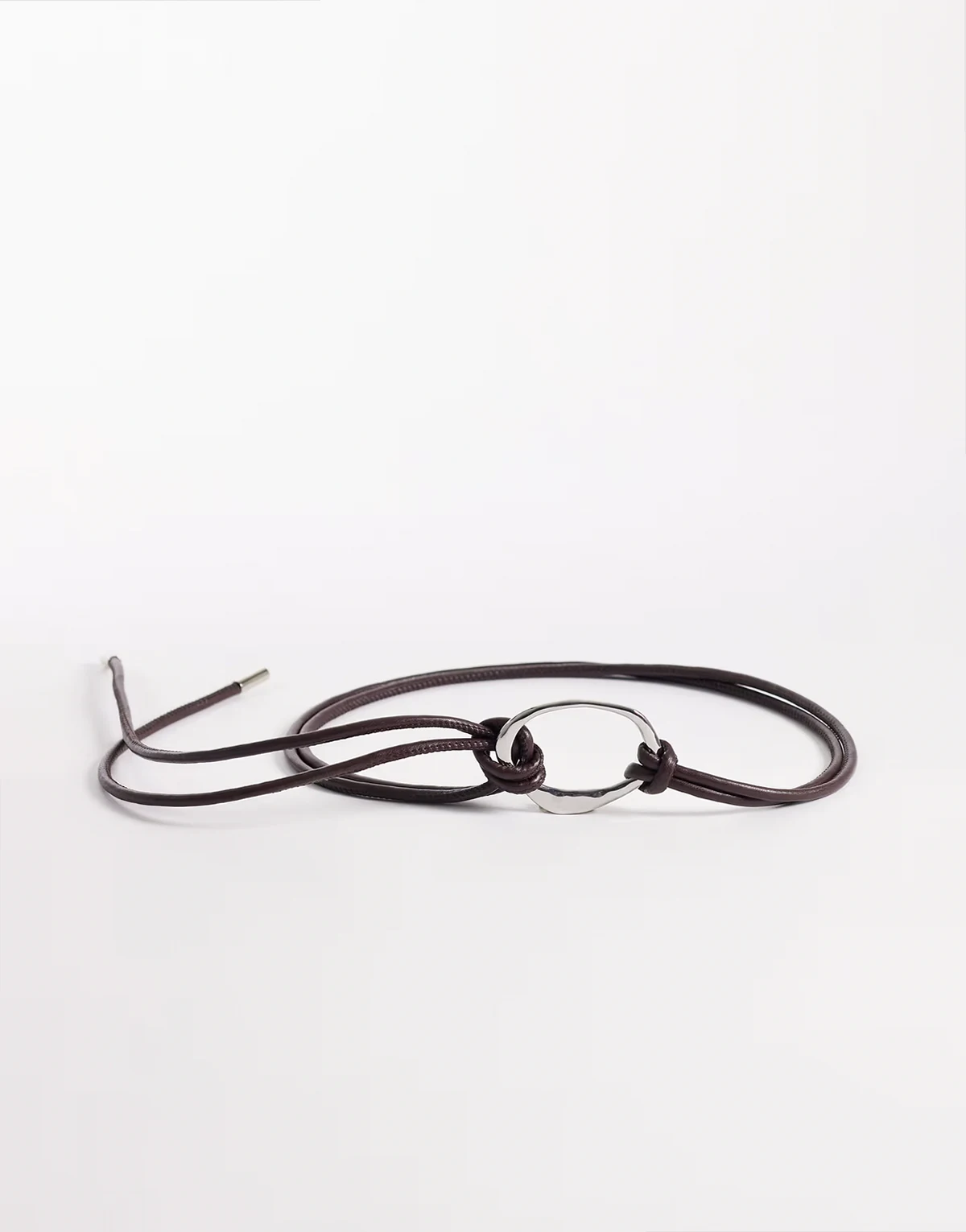 rope belt with metal loop in brown