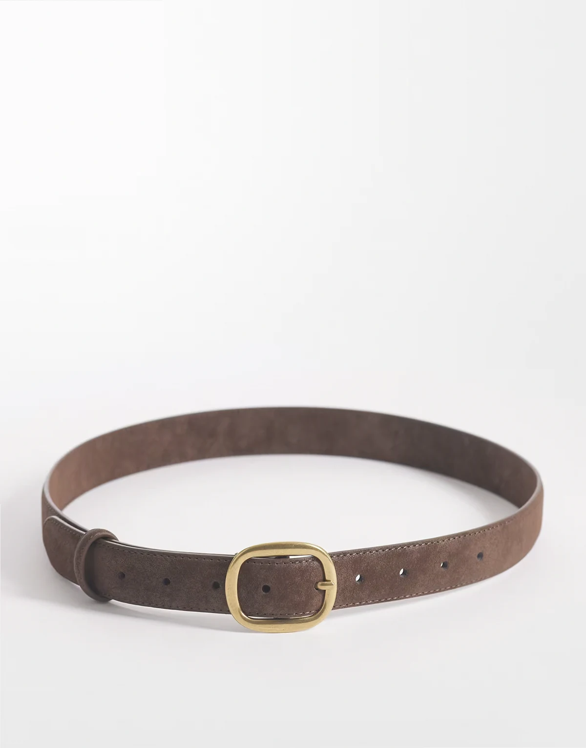 – Czekoladowy pasek do jeansów na talię i biodra z imitacji zamszu z kwadratową klamrą