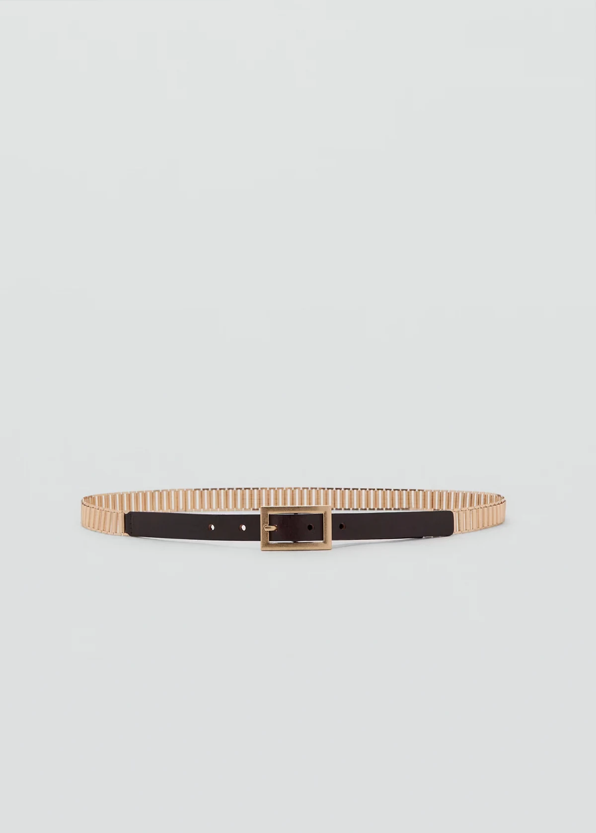 – Schmaler Gürtel in Braun aus Leder mit Metallbesatz