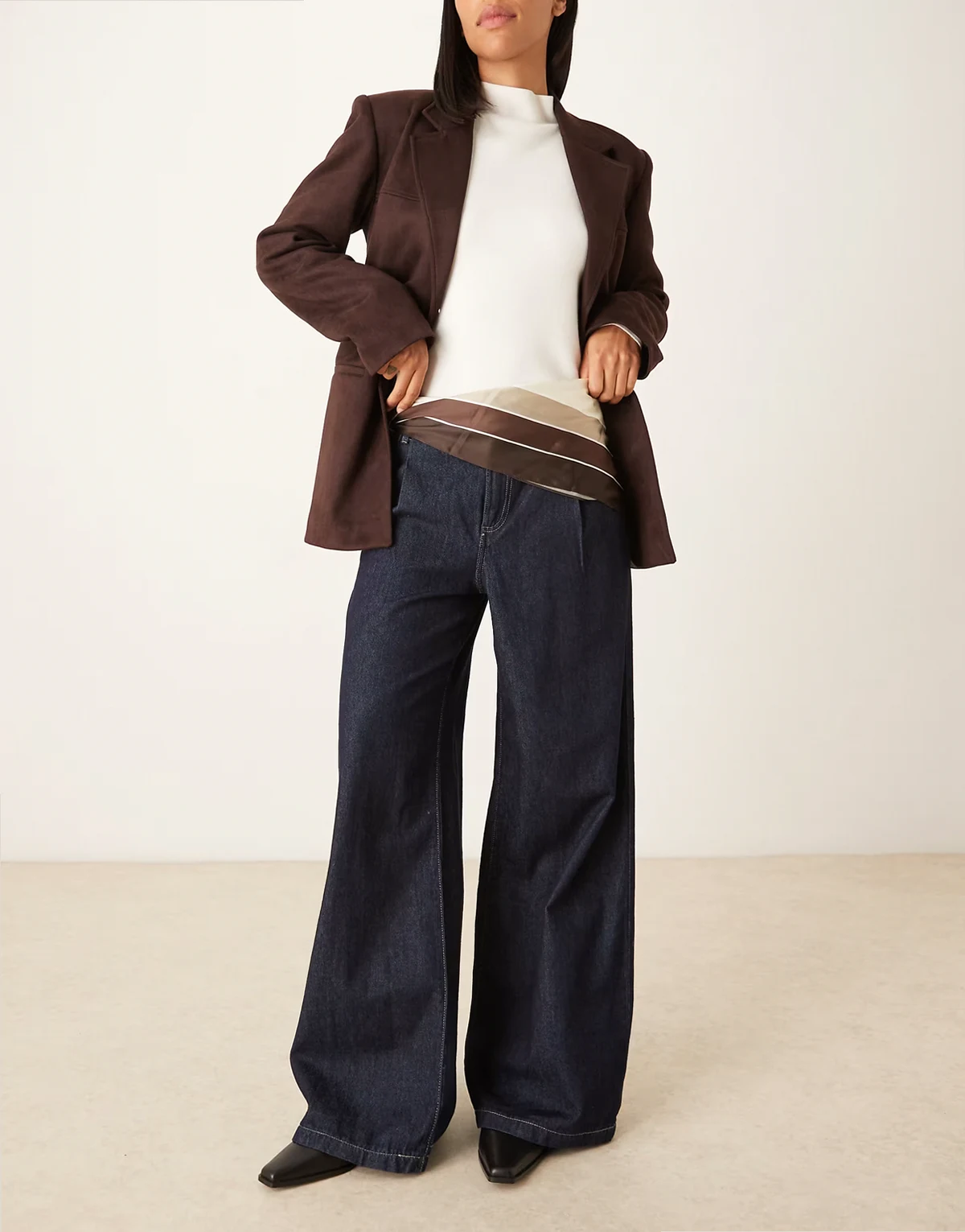 color block belt bandana in brown