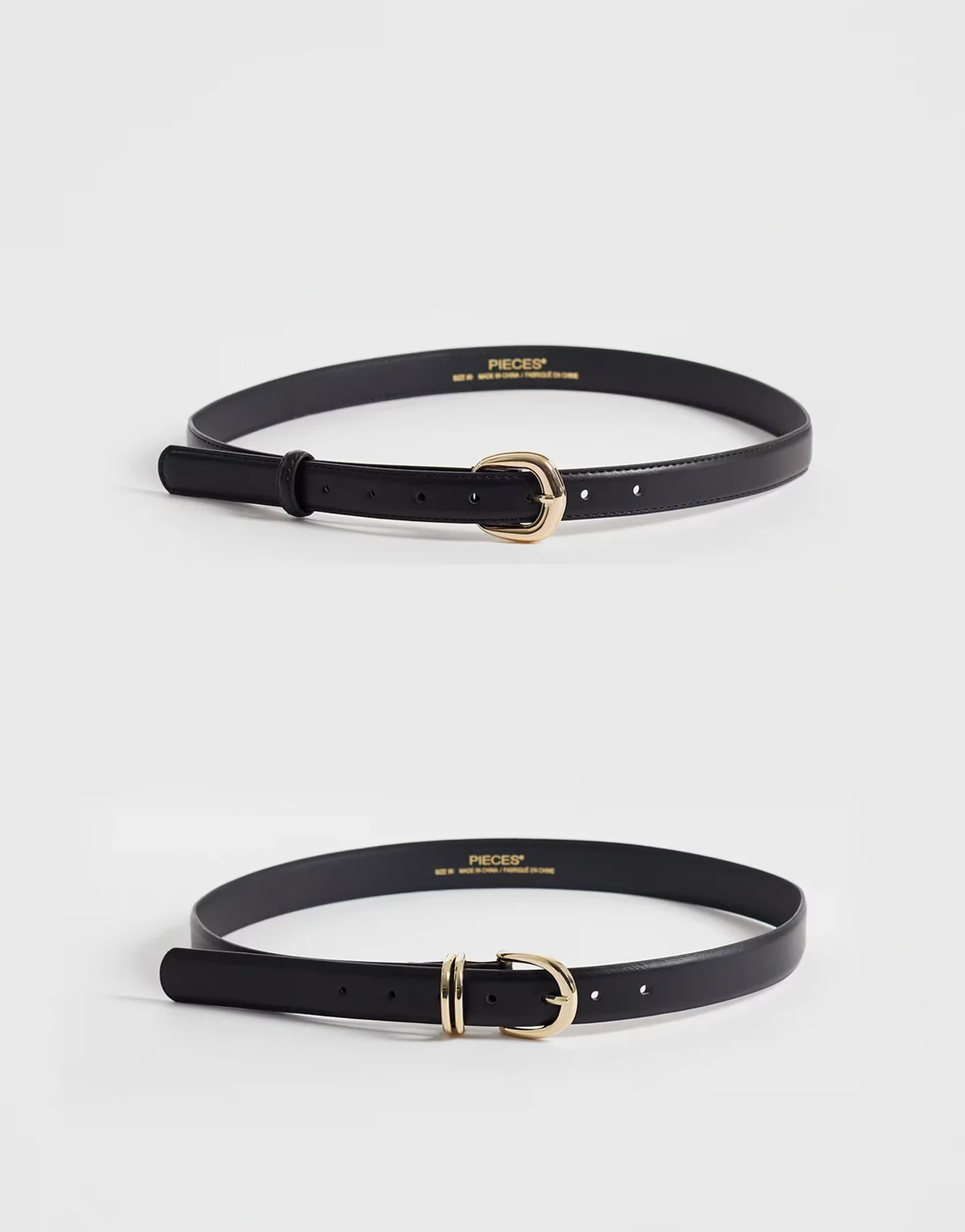 – Zestaw 2 czarnych pasków ze złotymi klamrami