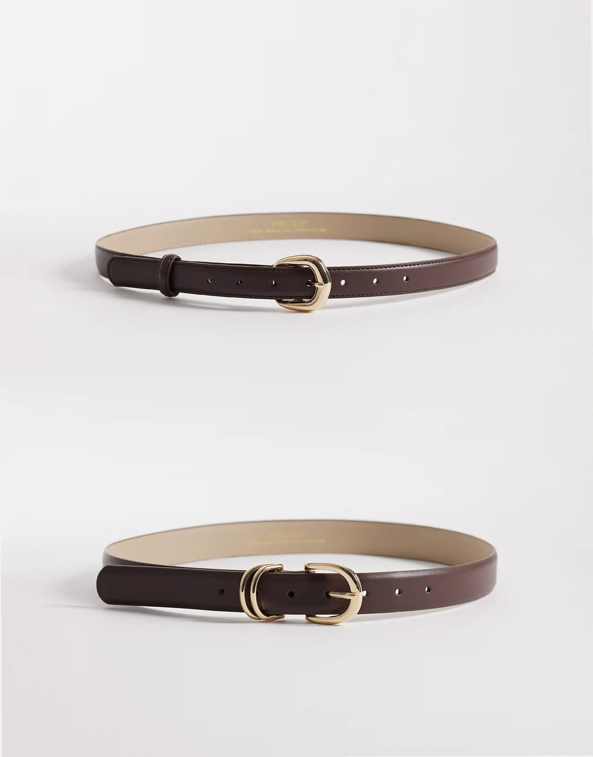 – Gürtel in Braun mit goldfarbener Schnalle, 2er-Pack