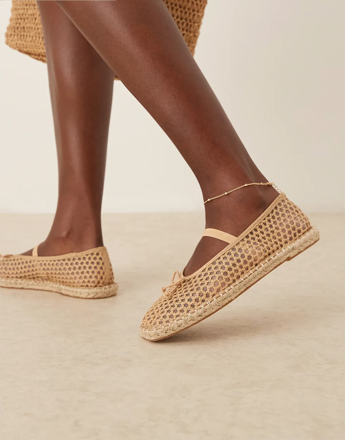 – Jennie – Balerinki espadryle z naturalnej plecionki