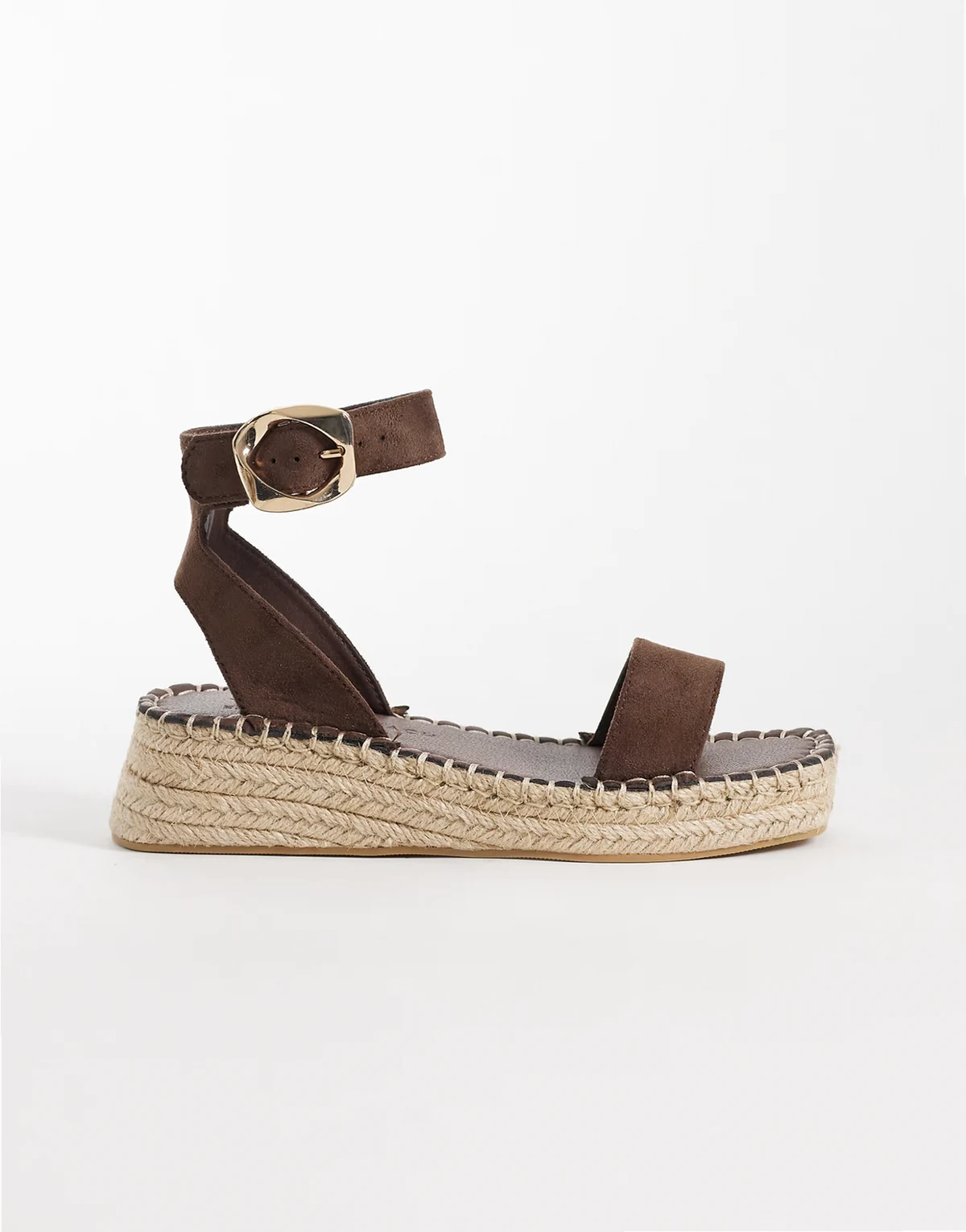 – Zweiteilige Espadrilles-Sandalen aus Leinen in Gold