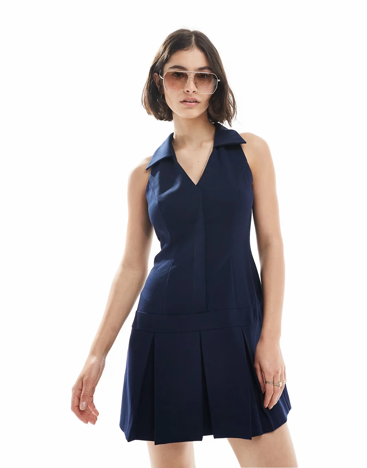 – Elegantes Neckholder-Minikleid in Marineblau