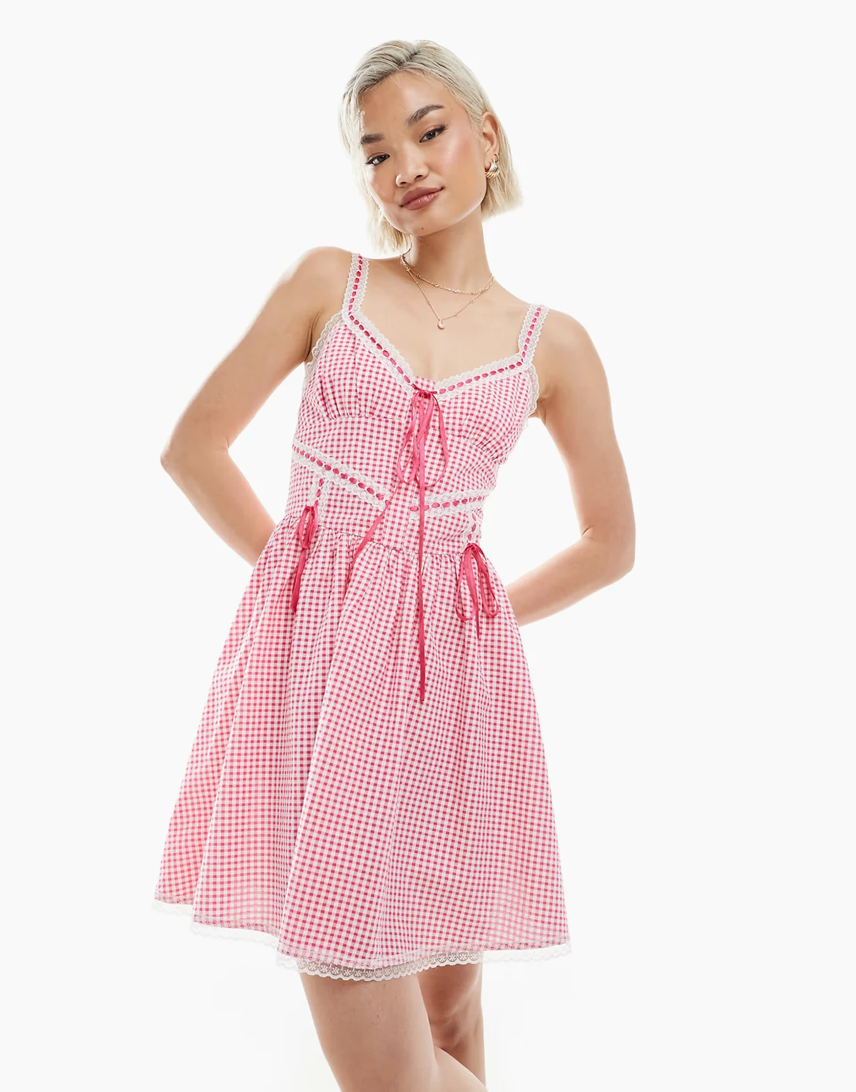 – Korsett-Kleid in Rot mit Vichy-Karos