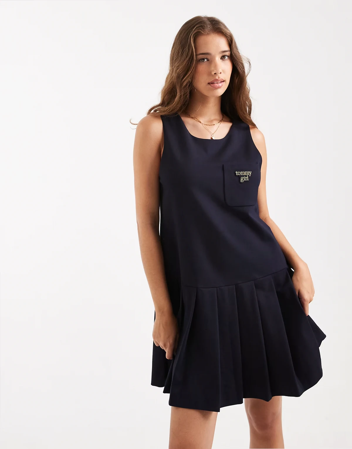 tommy girl scholar tailored shift dress in navy