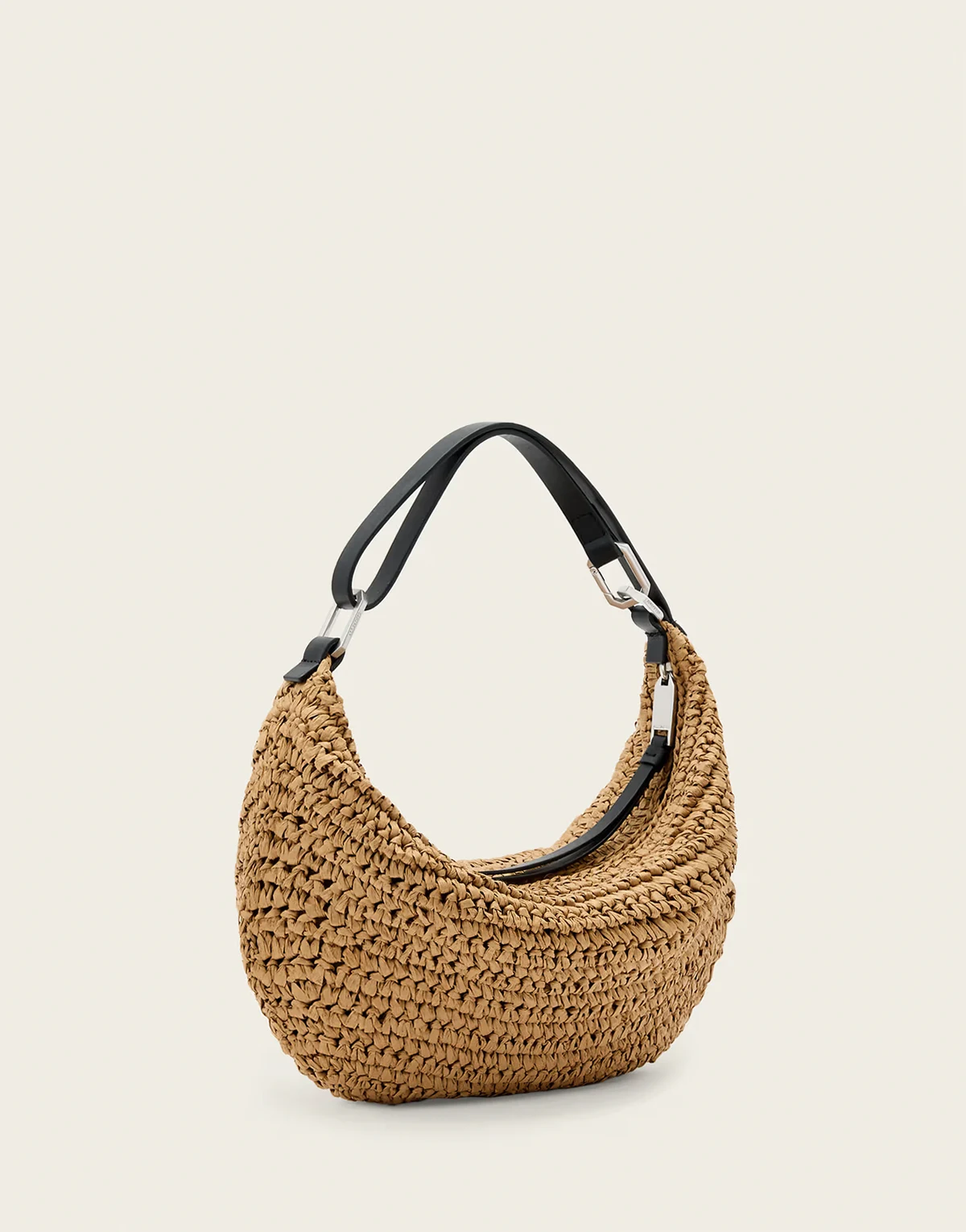 – Luna – Torebka w kształcie półksiężyca z rafii w naturalnym kolorze