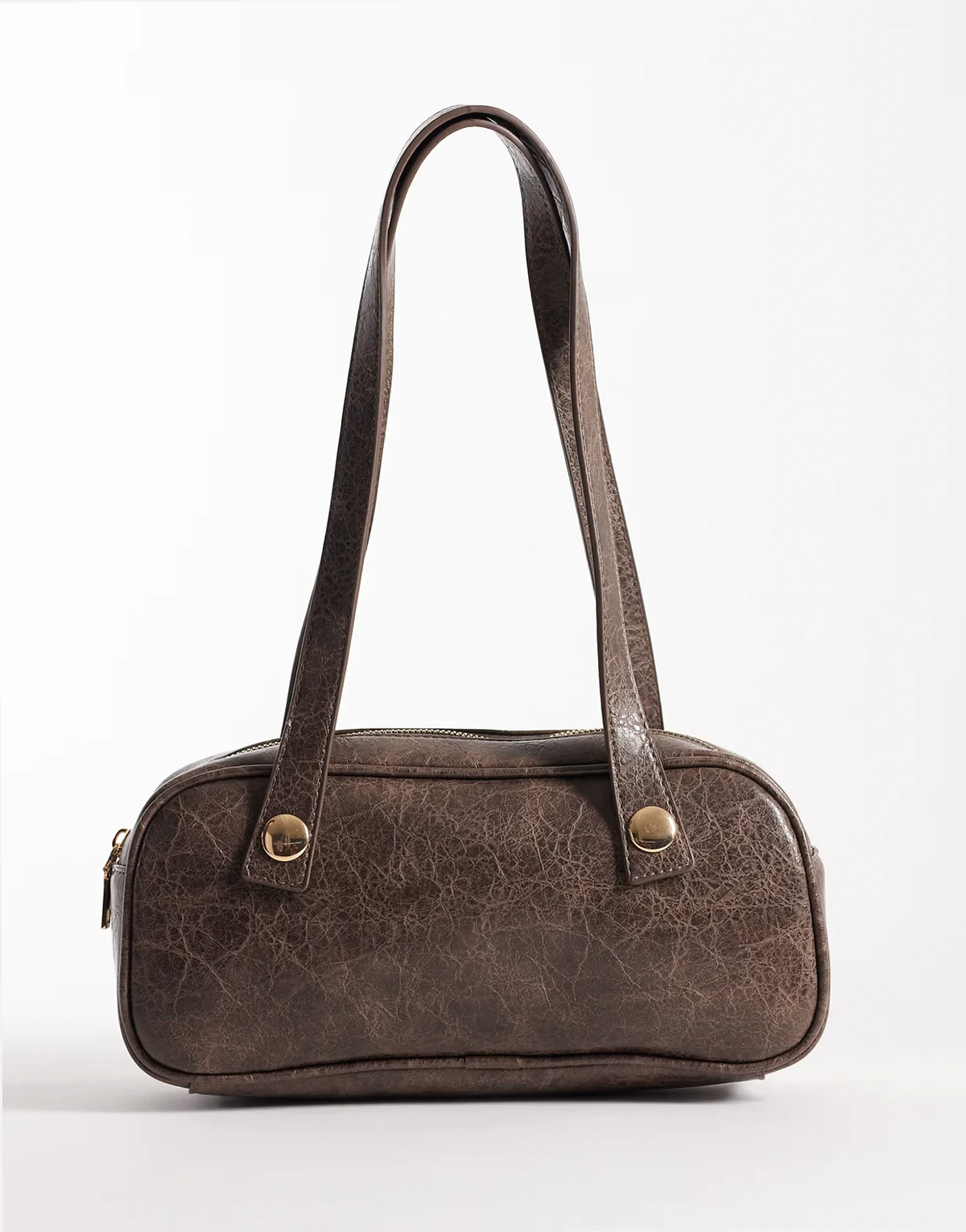 distressed east-west shoulder bag in brown