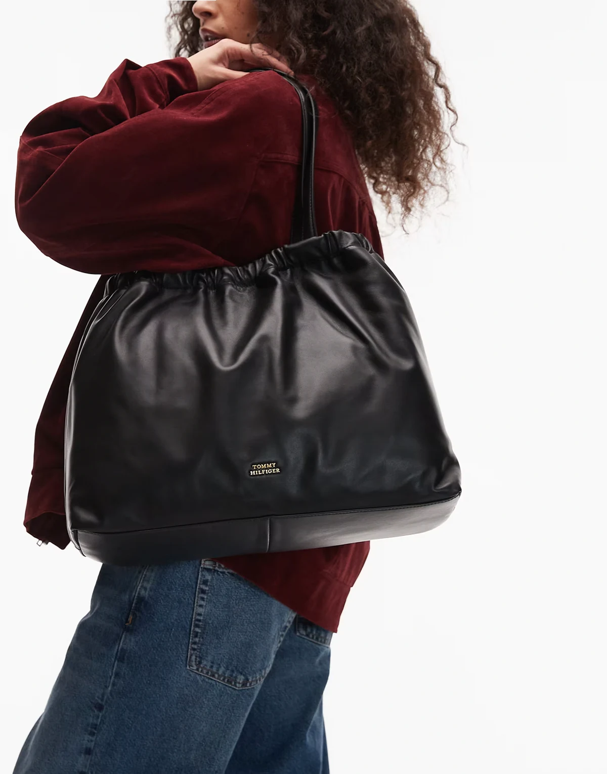 – Weiche Tragetasche aus Leder in Schwarz