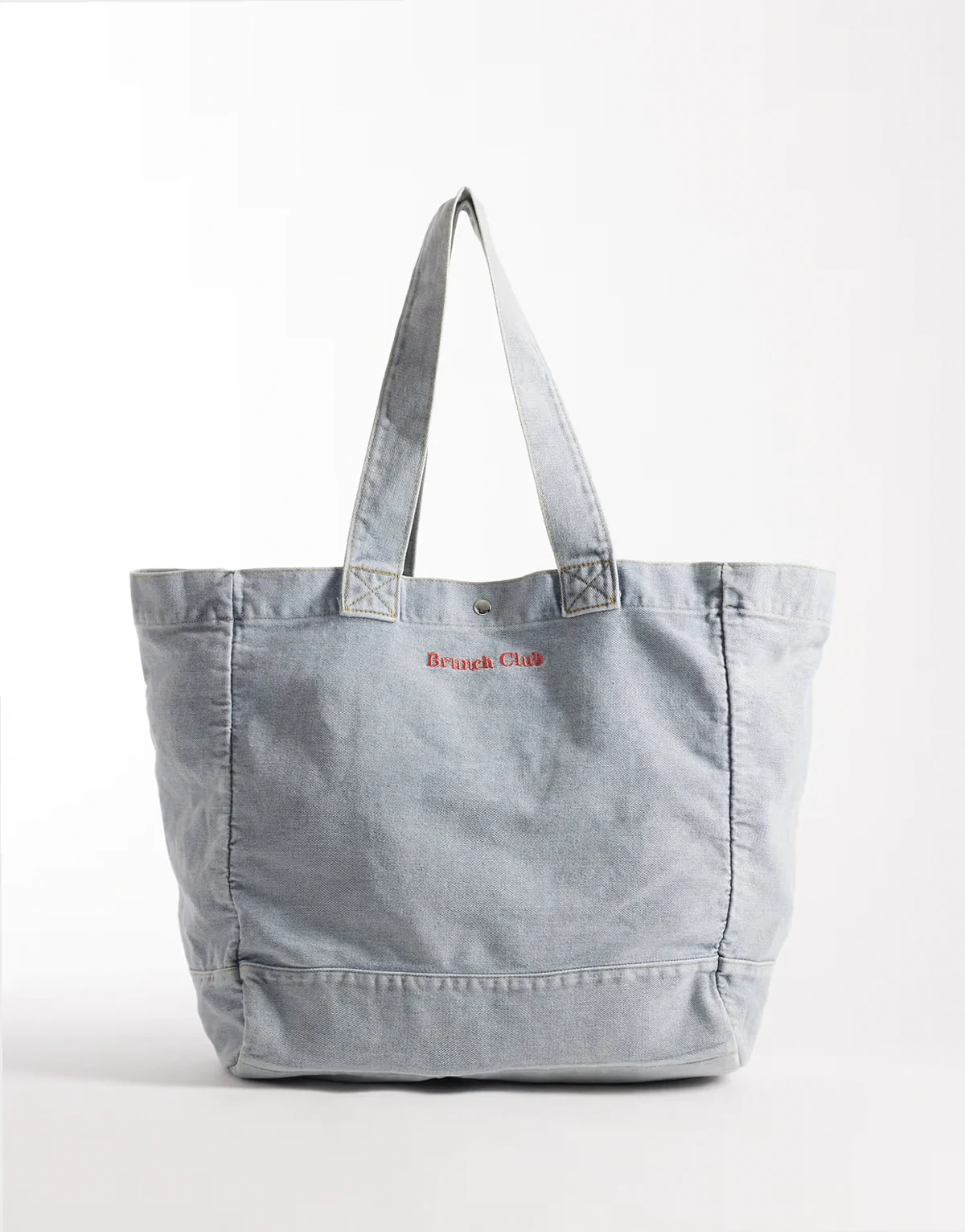 denim brunch tote in blue