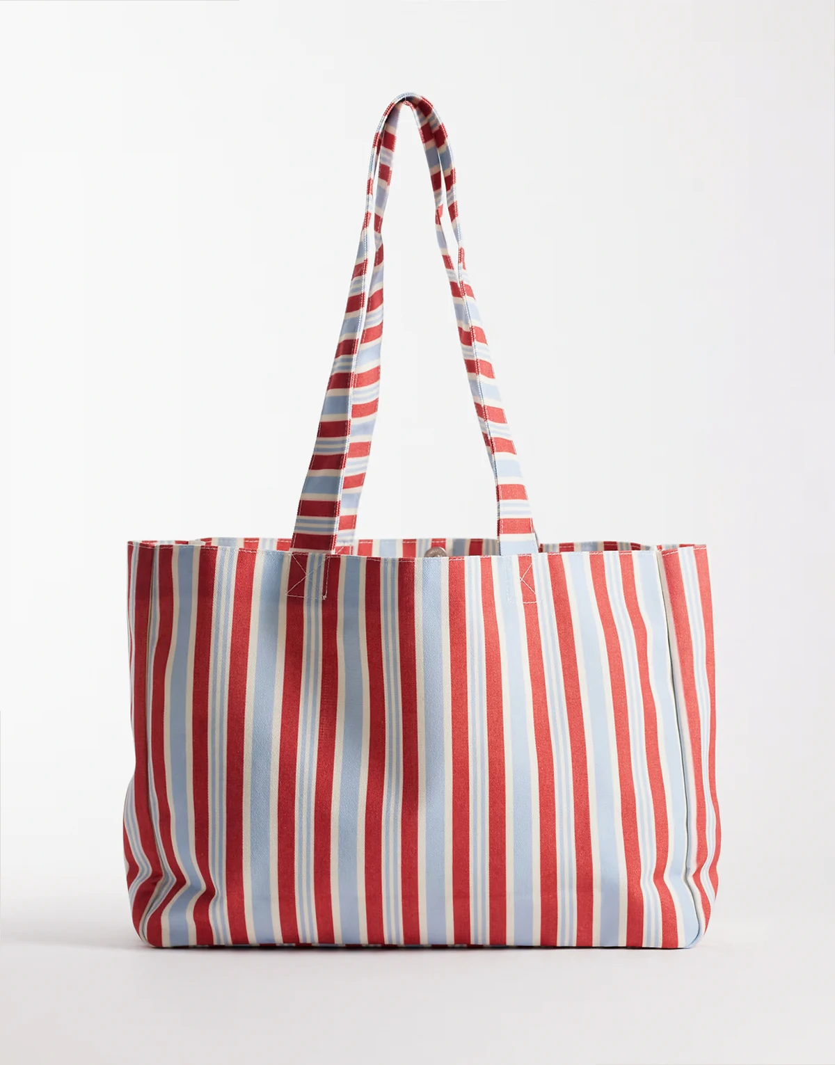 striped large canvas tote bag in red and blue