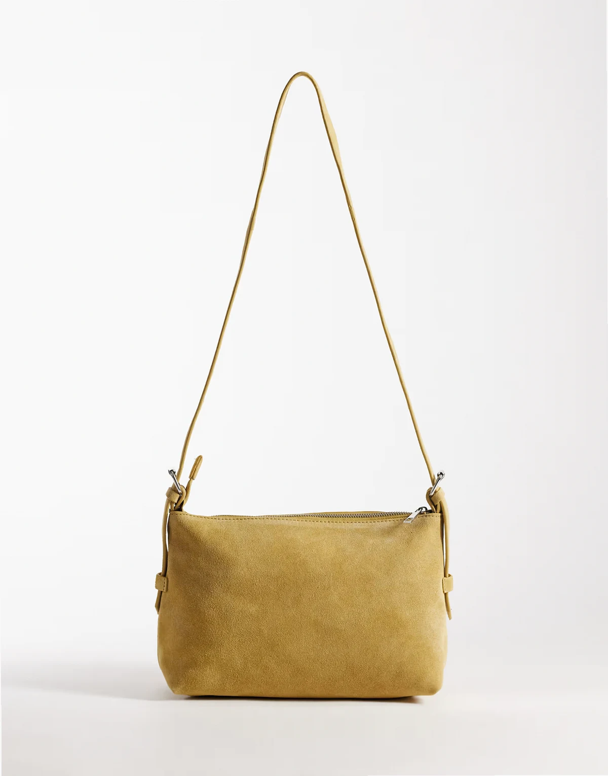 suede adjustable cross body bag in yellow