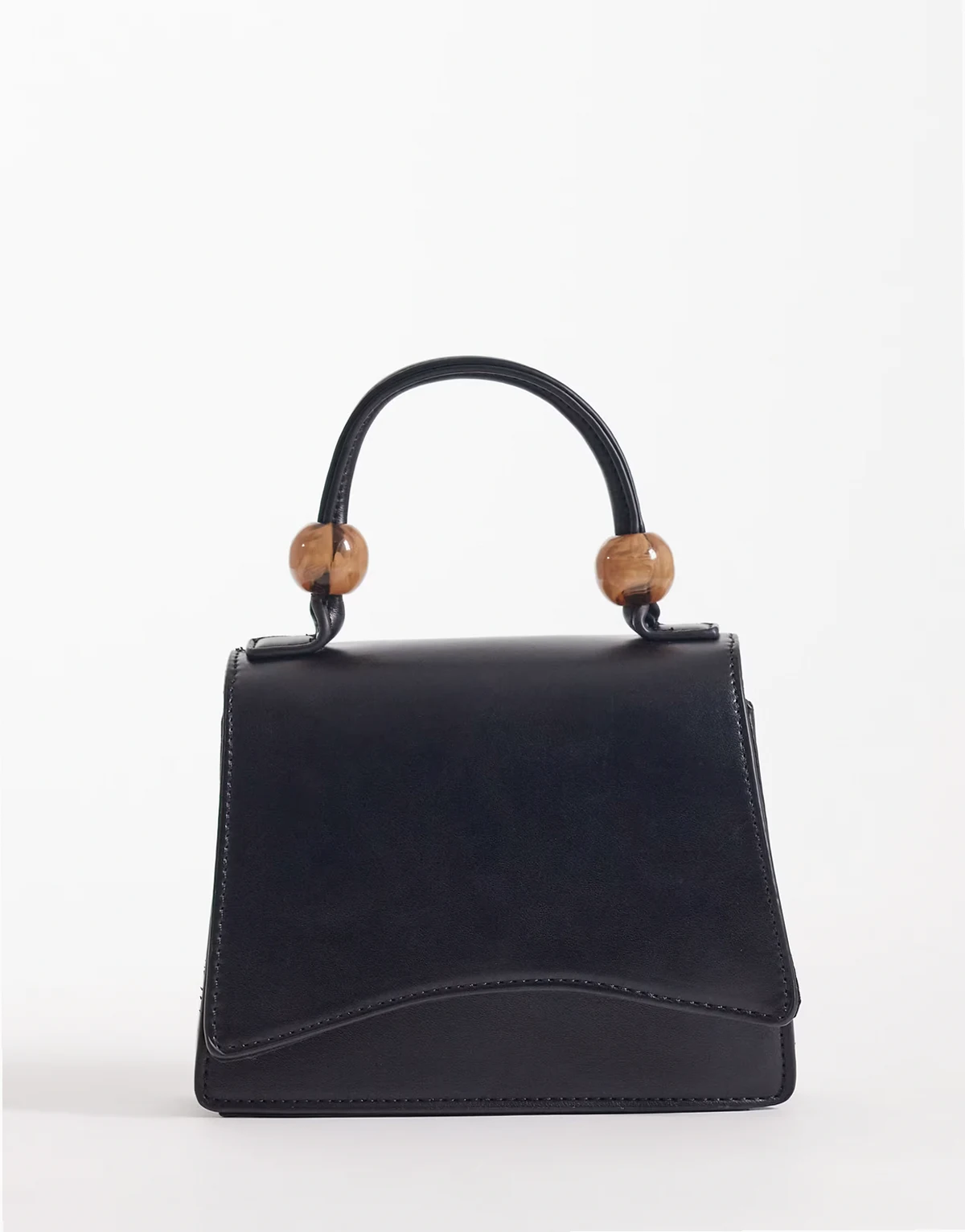 – Umhängetasche in Schwarz mit abnehmbarem Riemen und Henkel mit Kunstharz-Perlen