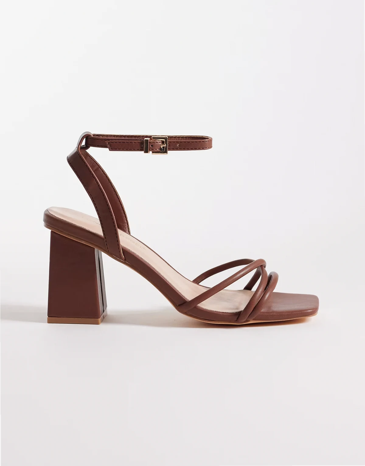 Ash strappy mid block heeled sandals in chocolate