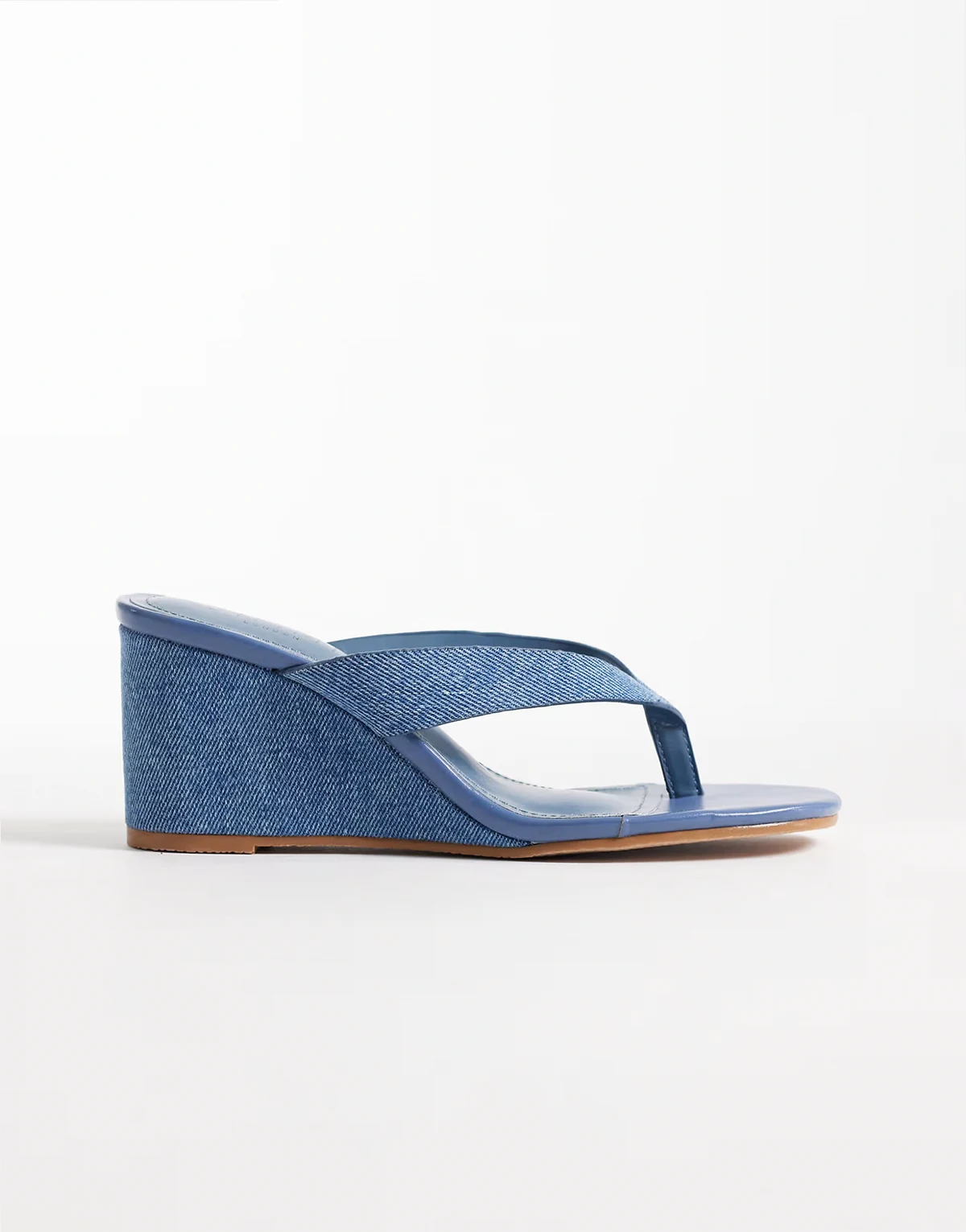 Simmi London Jules toe thong wedge sandals in blue denim