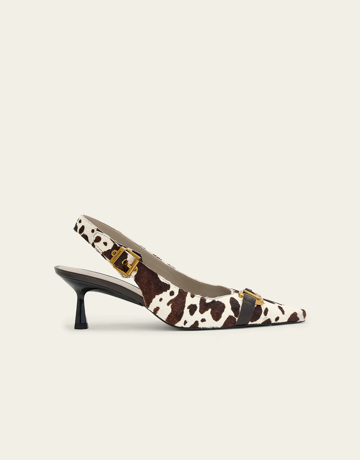 hera cow print slingback heeled shoes in cream