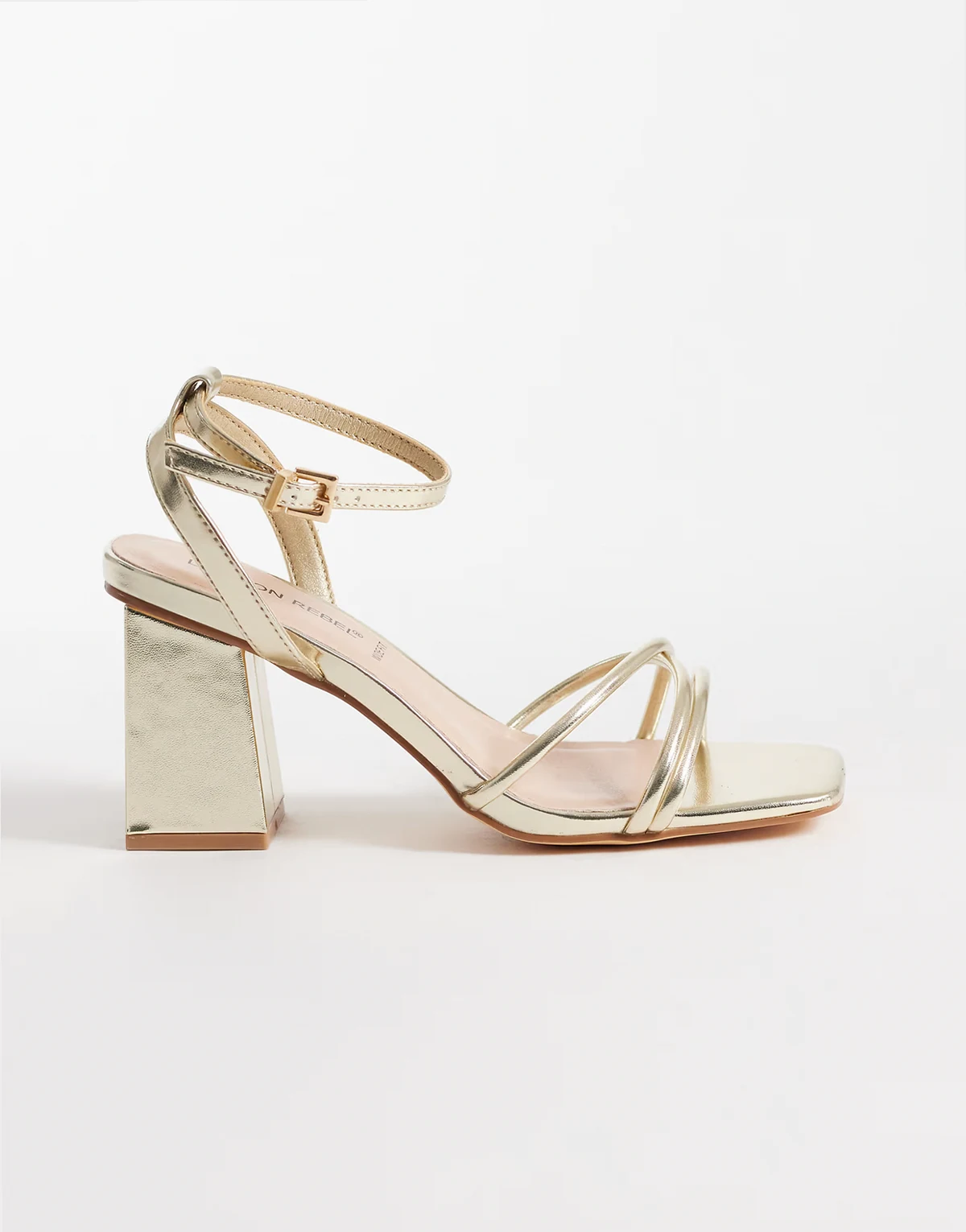 Ash strappy mid block heeled sandals in gold