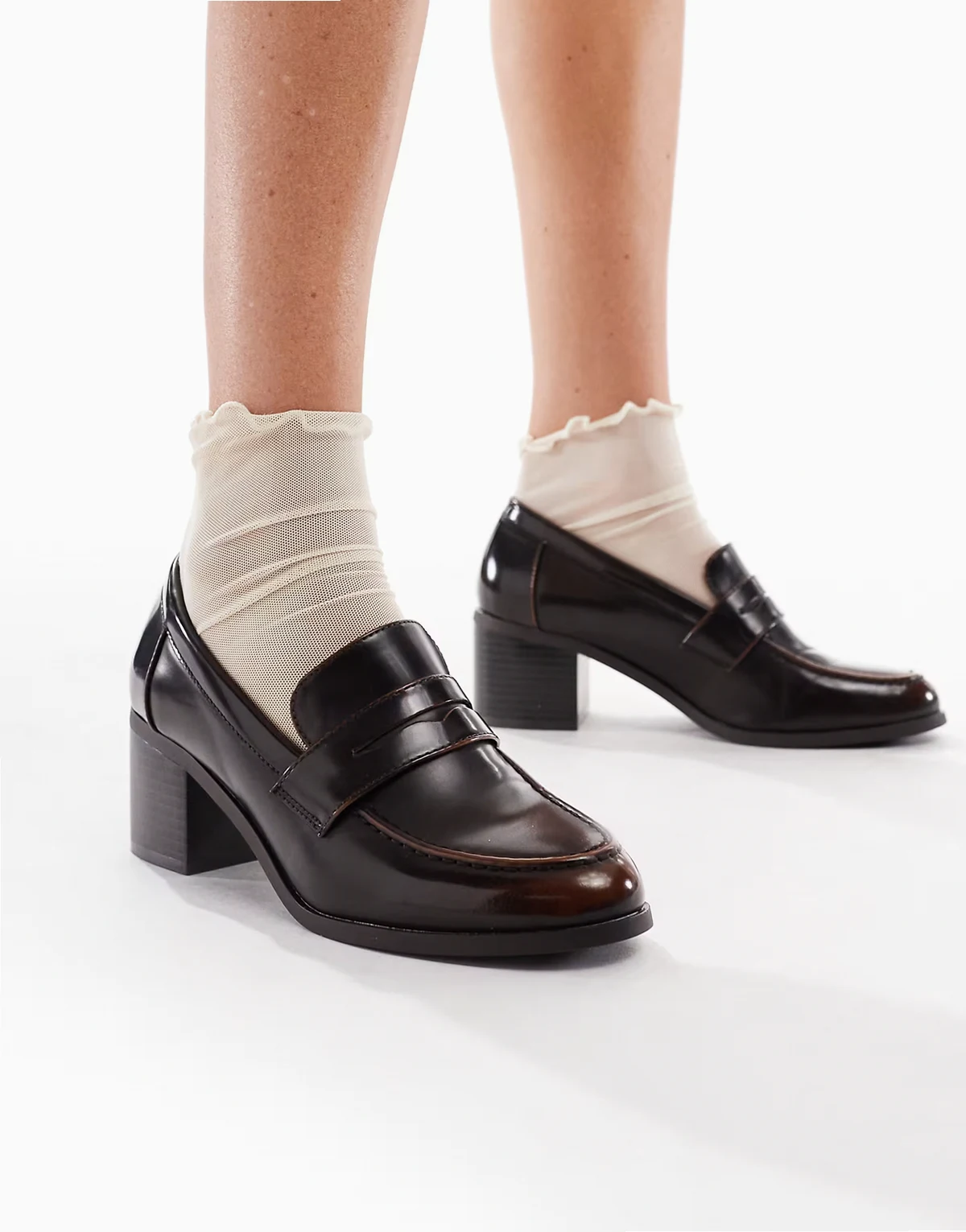 – Antonia – Loafer in Braun poliert mit Absatz