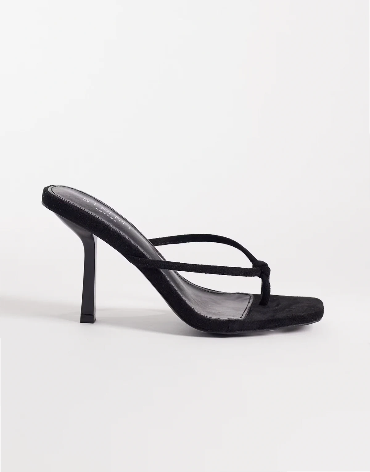 Simmi London Asra heeled mule sandals in black suedette