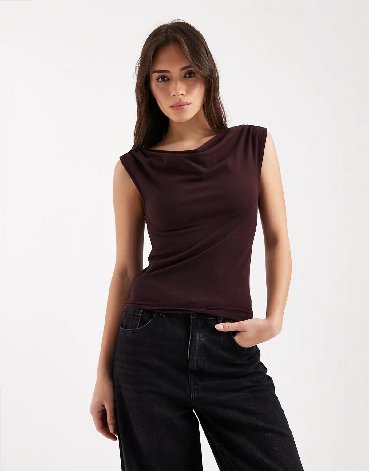 dreamy soft tank top in chocolate plum