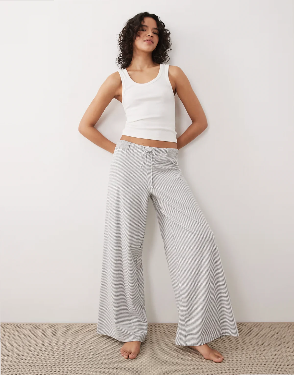 out and about low rise wide leg pants in gray