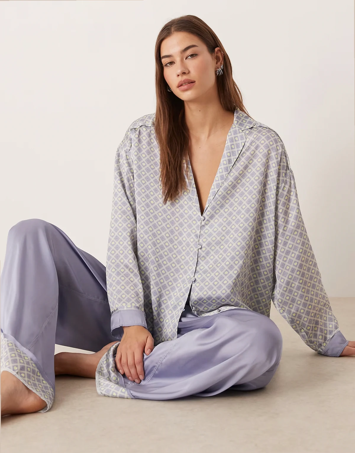 dreamy days pajama set in lime kiwi combo
