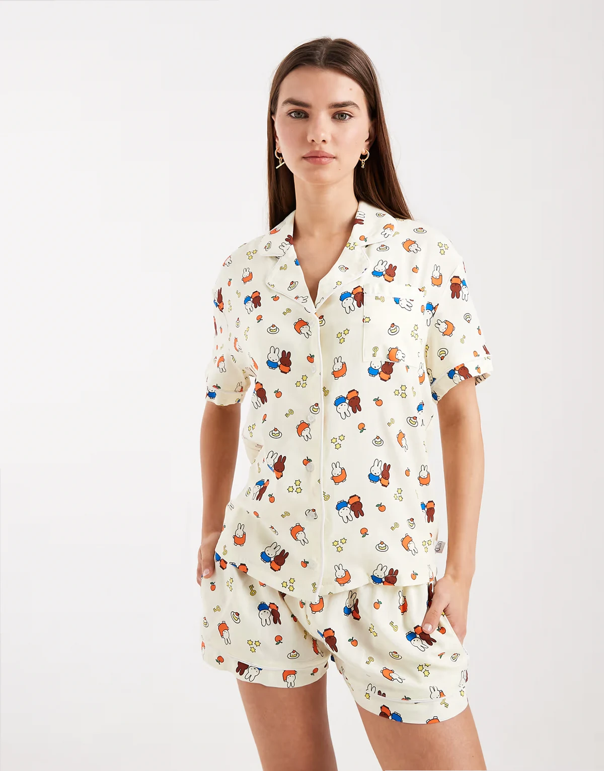 x Miffy matching shirt and shorts pajama set in yellow