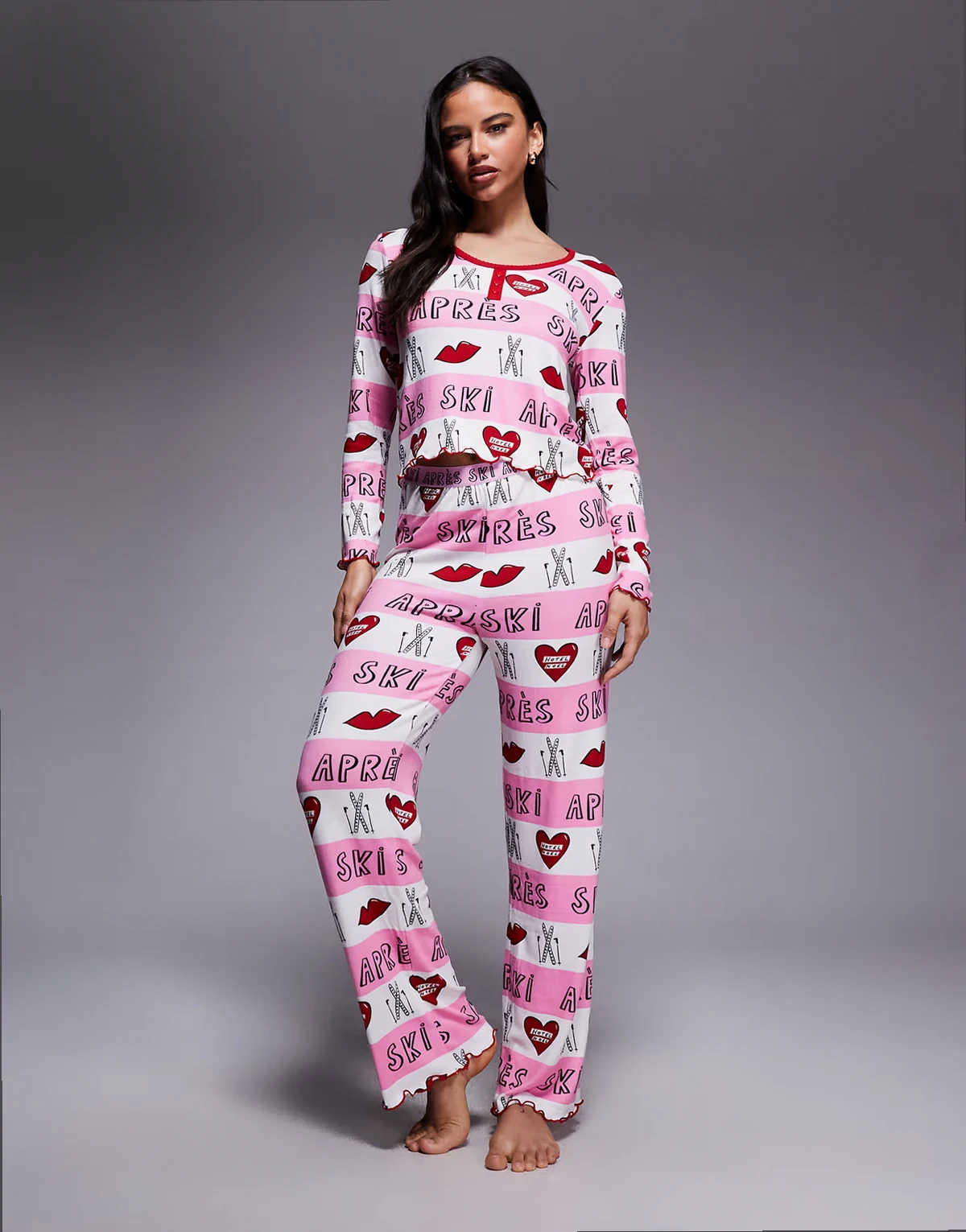 après ski pajamas in light pink