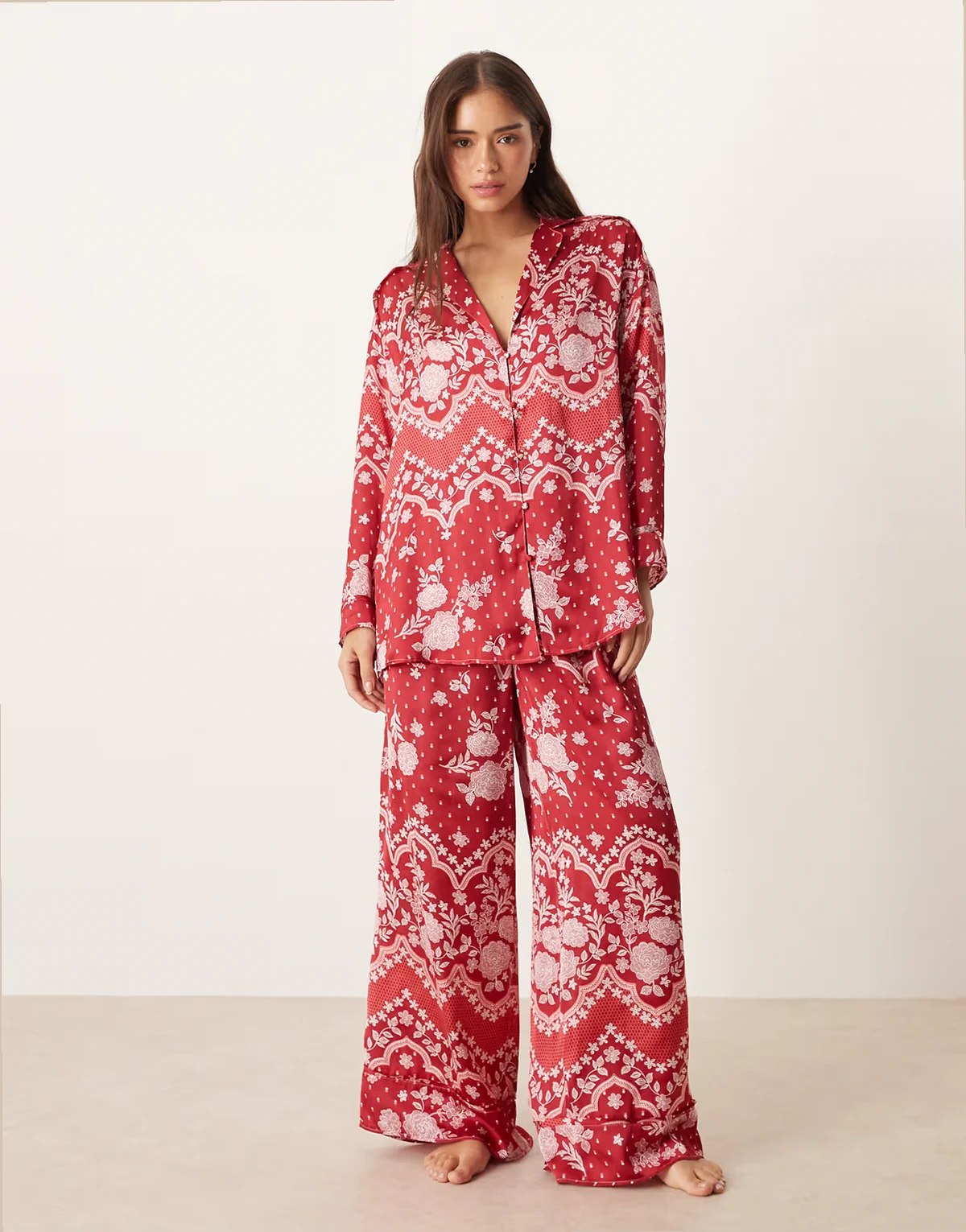 dreamy days printed pajama set in cherry