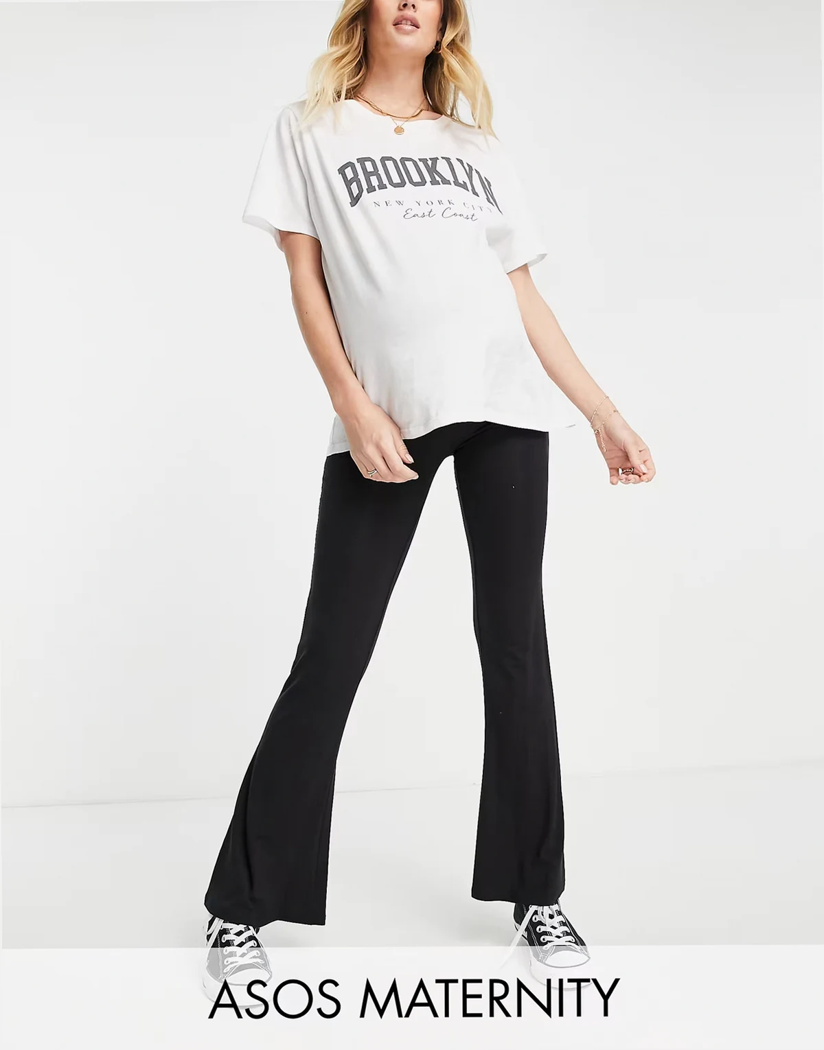 ASOS DESIGN Maternity – Czarne spodnie dzwony nad brzuch