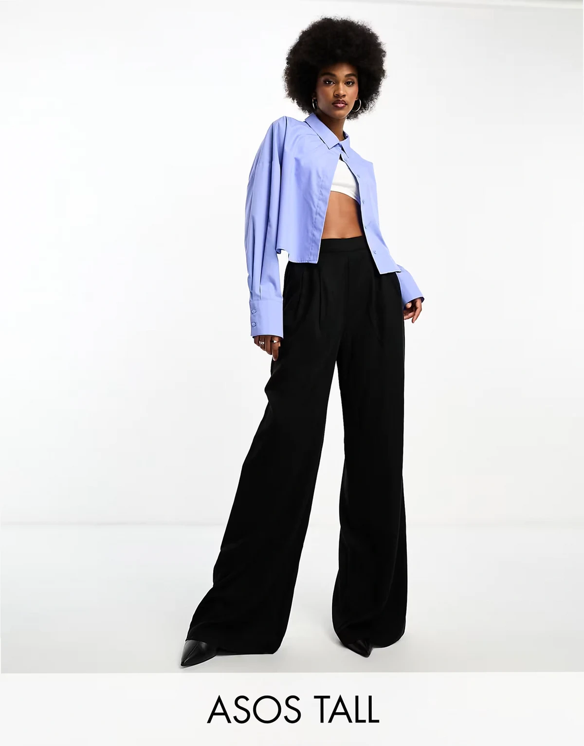 ASOS DESIGN Tall – Hose in Schwarz mit weitem Bein und glatter Vorderseite