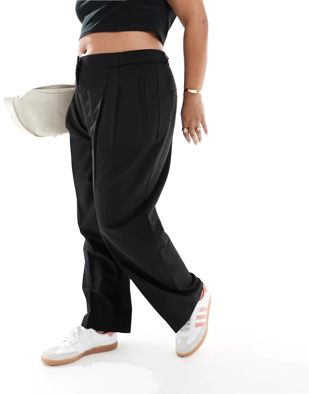 ASOS DESIGN Curve – Czarne eleganckie spodnie ze zwężanymi nogawkami