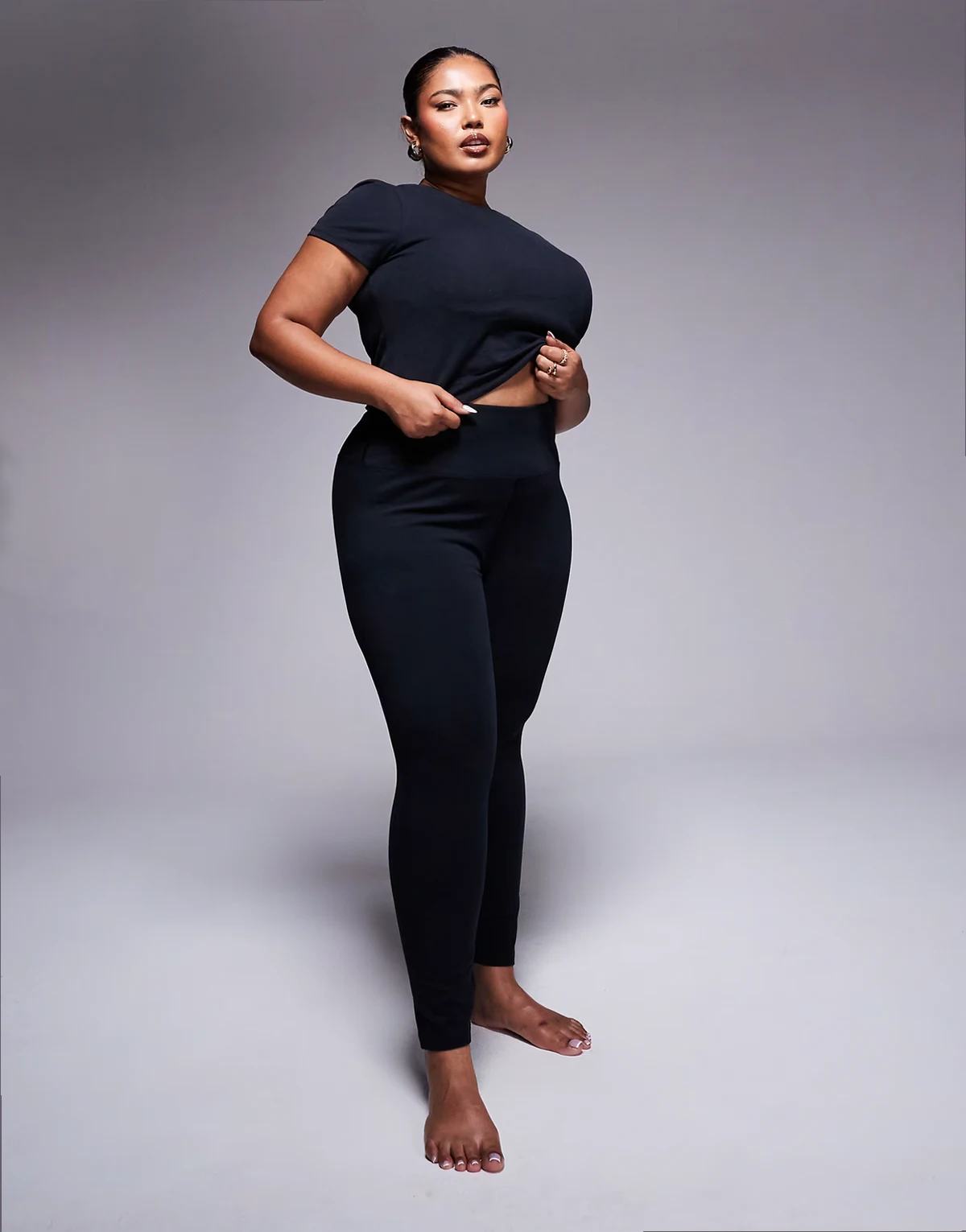 Curve Icon soft touch high waist yoga leggings in black