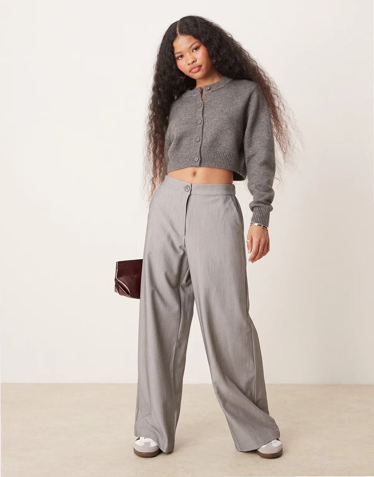 Petite – Elegante Hose in Grau mit lockerem, geradem Schnitt