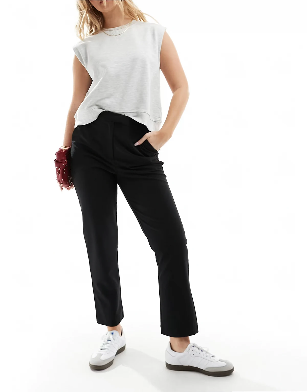 Hourglass – Elegante, knöchellange Hose in Schwarz mit geradem, schmalem Schnitt