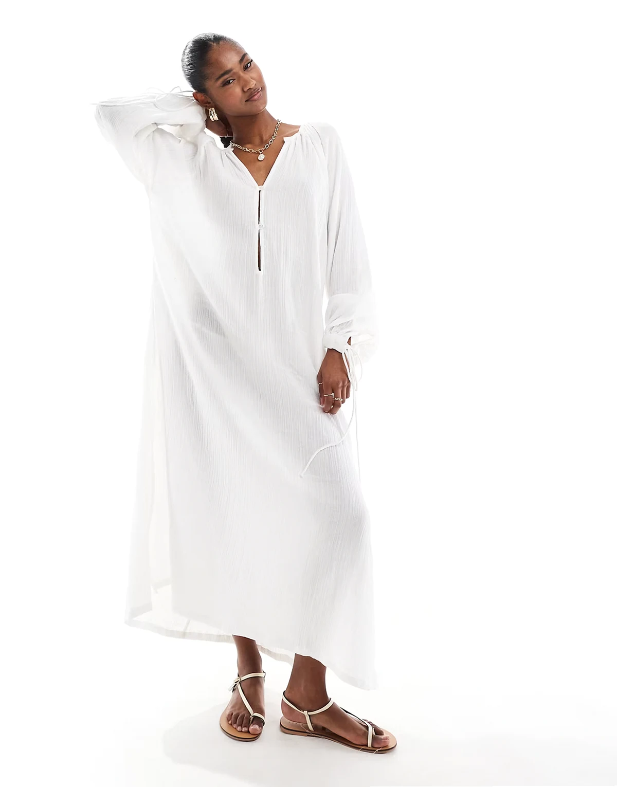 Esmee – Oversize-Sommer-Strandkleid in Weiß