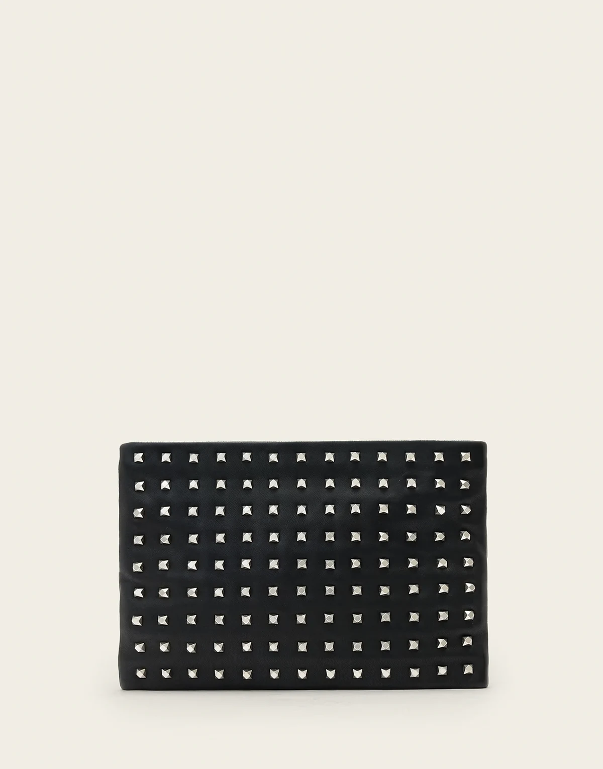 Bettina studded clutch bag in black