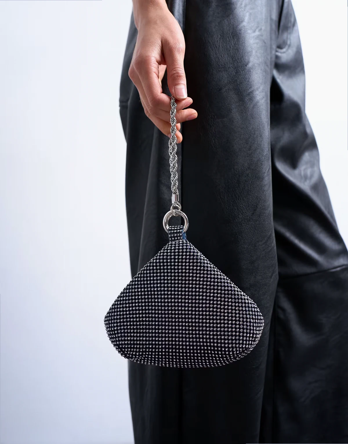 Galaxy small rhinestone clutch purse in navy