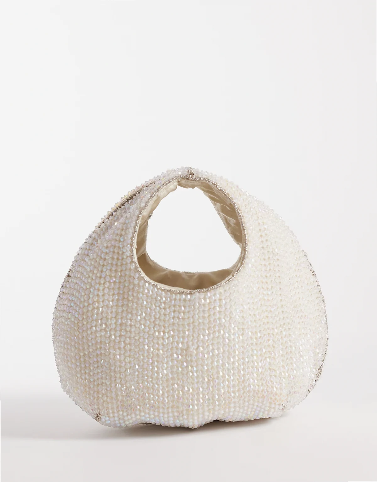 – Glitzernde Handtasche mit Perlenbesatz in Weiß