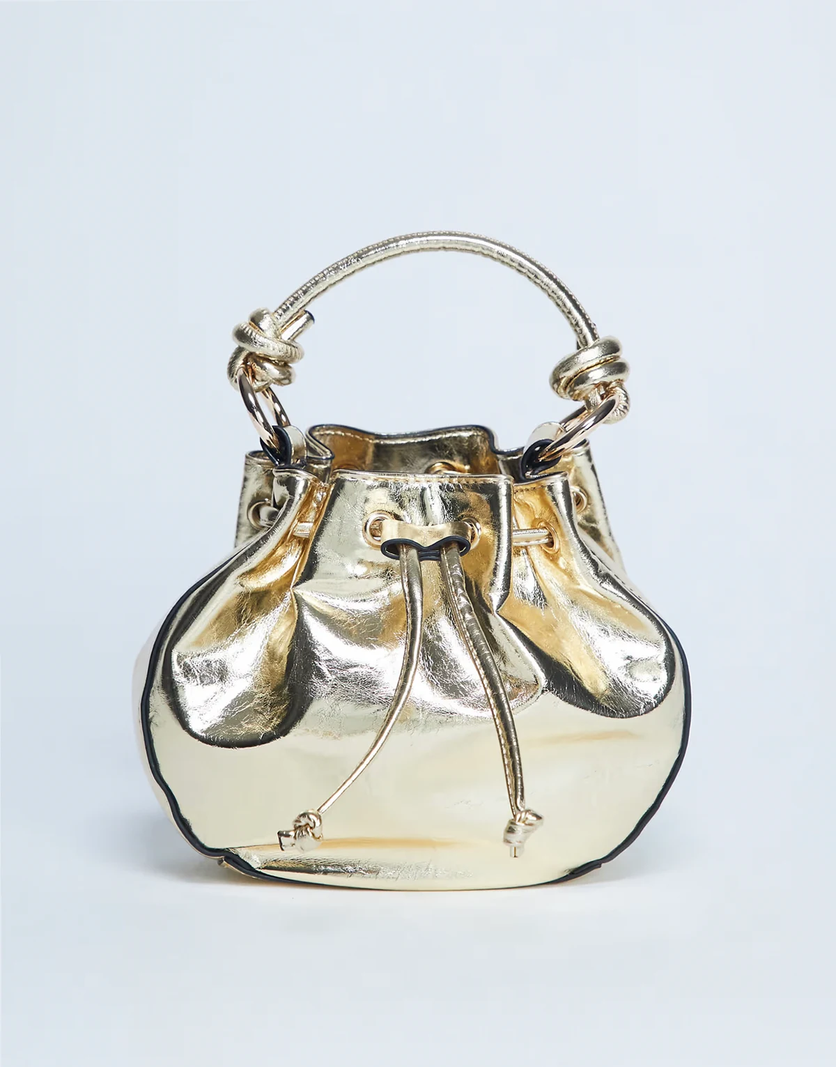 Gabs ruched drawstring bell bag in gold
