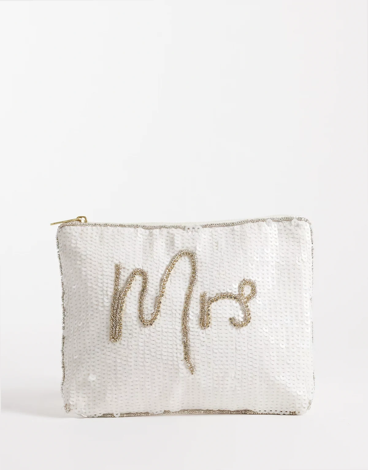 mrs bead embellished pouch in white