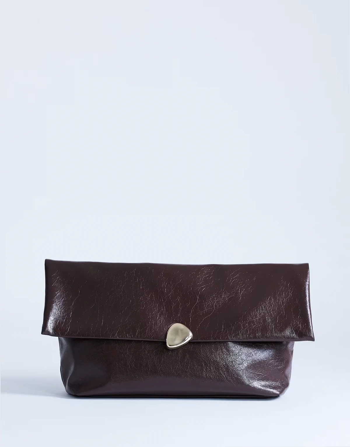 Gaia large clutch purse with gold-tone hardware in chocolate
