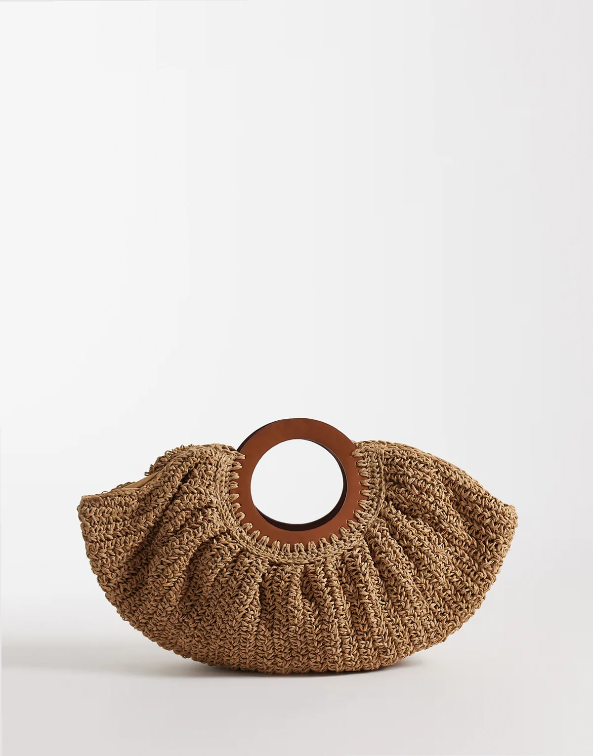 Teen woven top handle bag in brown