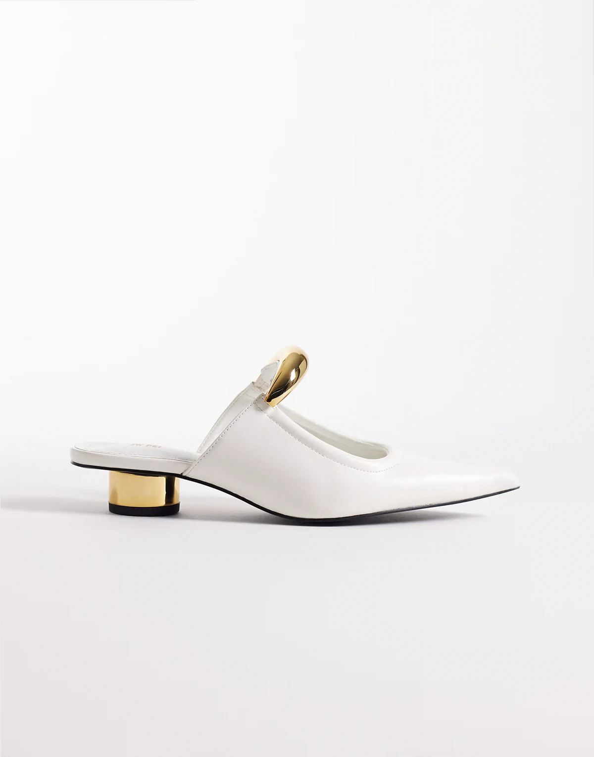 Helena mules with gold-tone metal detailing in white